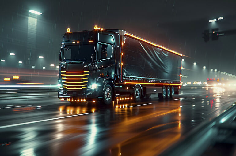 truck-and-logistics-operation-at-dusk